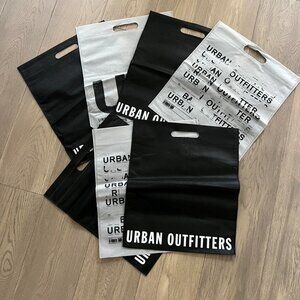 Urban Outfitters Set of 7 Reusable Black & Gray Shopping Bags Totes